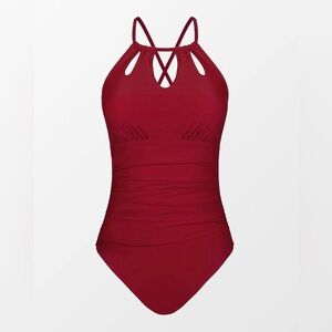 Cupshe Women's One Piece Swimsuit High Neck Tummy Control Swimwear Bathing Suit